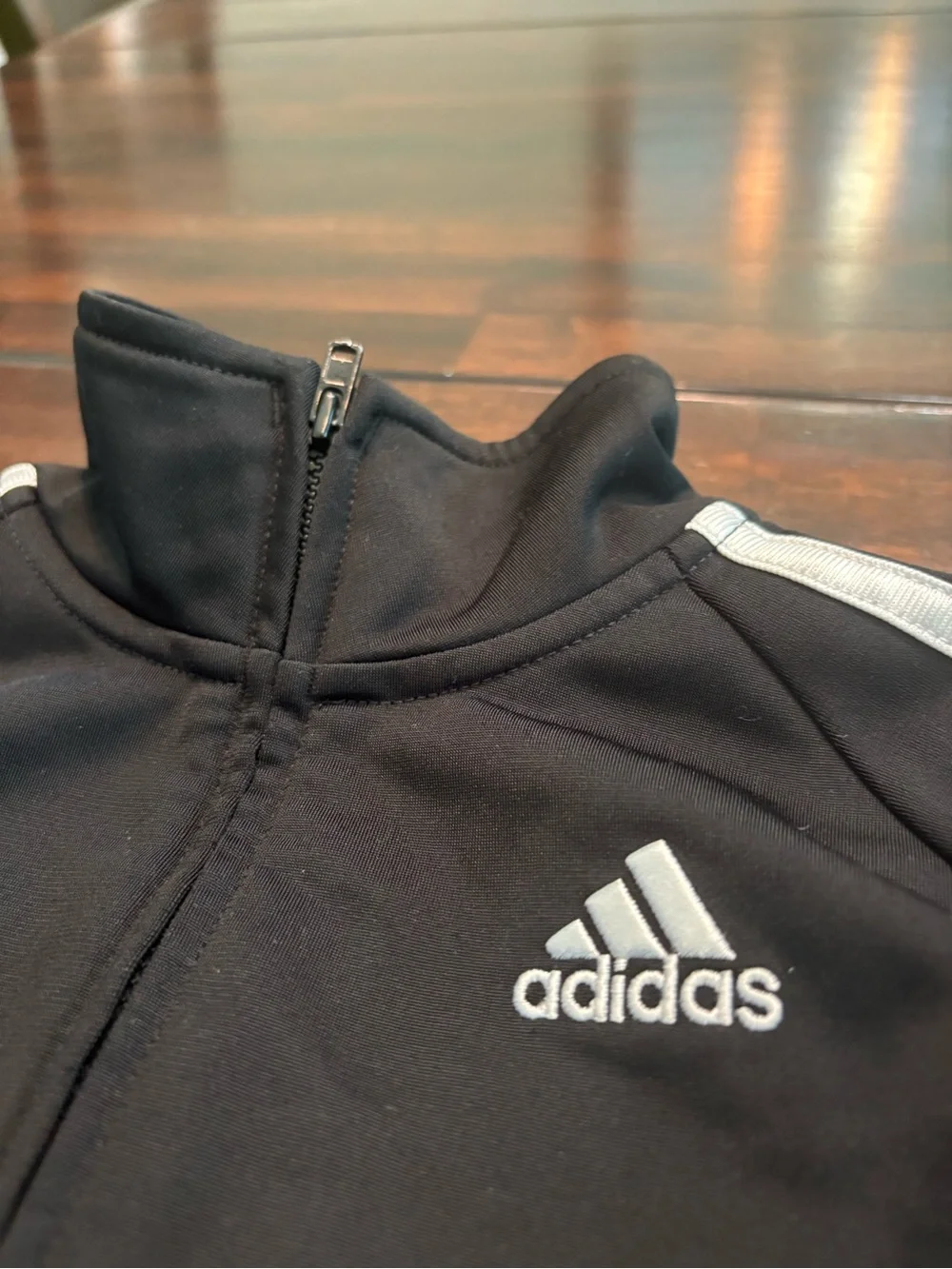 Adidas Kids Black Track Jacket & Pants Set with White Stripes (4T)
